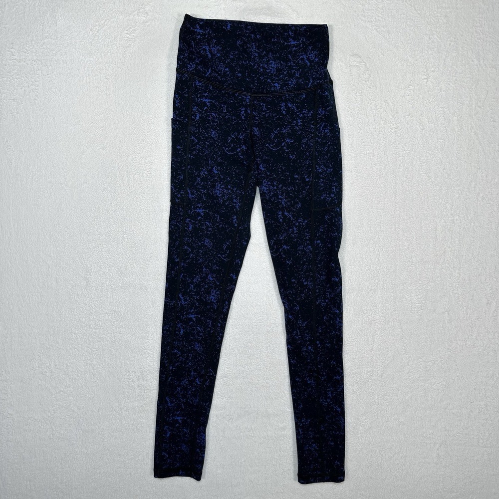 Iuga Women's High Waisted Yoga Active Leggings Pants Blue/black‎ Sz XS